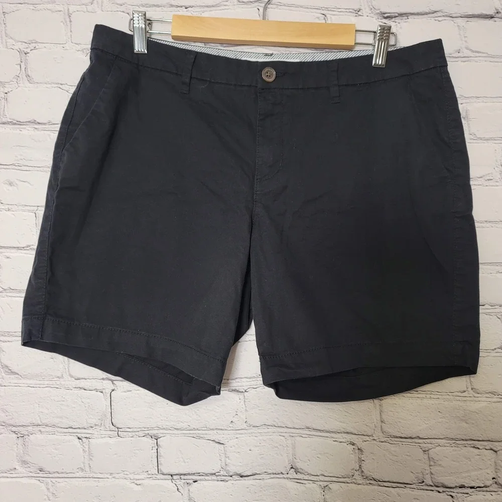 Old Navy Everyday Short Womens 12 Black Chino Twill‎ Mid Rise Preppy Resortwear